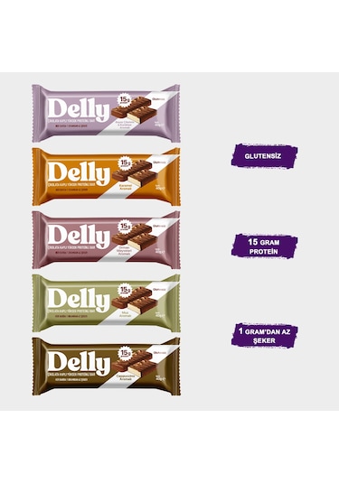 Delly Çikolata Kaplı Yüksek Proteinli Karışık Bar 12 x 40 G