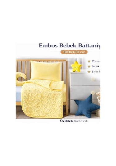 Özdilek Embos Bebek Battaniyesi 100x120 -sarı Sarı