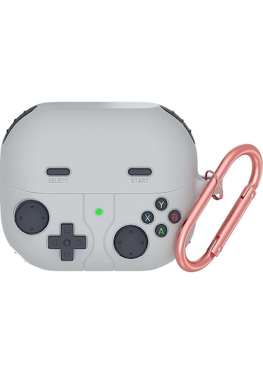 Samsung Galaxy Buds 3 / Galaxy Buds 3 Pro Uyumlu Silikon Kılıf Anahtarlıklı Kılıf Gri