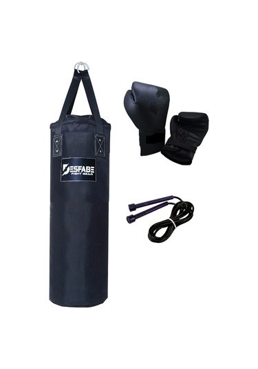 Desfabe PDS 80x25Cm Kolonlu Kum Torba+Eldiven+Atlama İpi Siyah