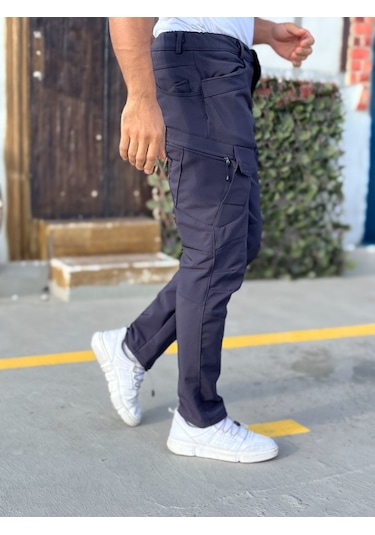 Camp Scoutland Camp591 Outdoor Softshell Su Ve Rüzgara Dayanıklı içi Polarlı Kışlık Erkek Lacivert Taktik Pantolon Lacivert