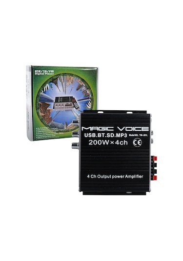 Magicvoice Yw-281l 12 Volt 200 Watt Motosiklet Bluetooth Amfi Usb/sd 4 Kanal Pazarcı - Anfi 154x140x42mm