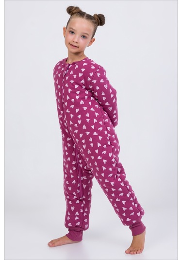 Kız Erkek Çocuk Kalın Elyaf Dolgulu Premium Kalite 2.5 Tog Desenli Uyku Tulumu Koyu Mor