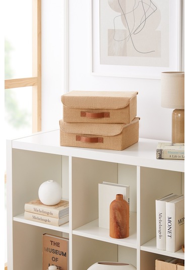 Ocean Home Textile 2'li Jüt Kapaklı Kutu Set 30 x 23 x 11 cm