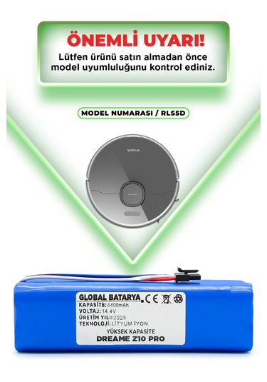 Dreame Z10 Pro Batarya 6400mah Yüksek Kapasite