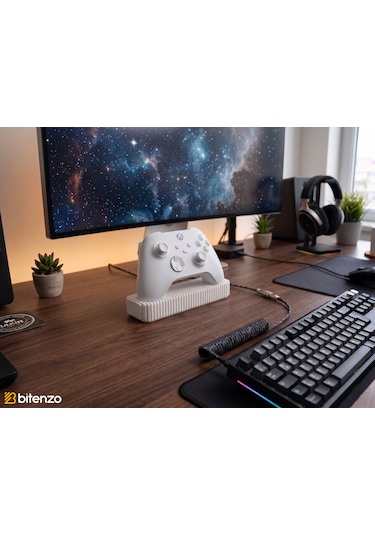 Izgara Tasarım Masaüstü Oyun Kolu Standı, Gamepad Tutucu - Beyaz