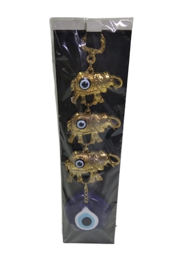 nazarlık 3 lü  sarı metal filli 25 cm askılı