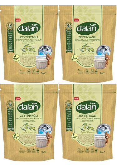 Dalan Doğal Granül Sabun Tozu 1kg %100 Zeytinyağlı 4 Lü