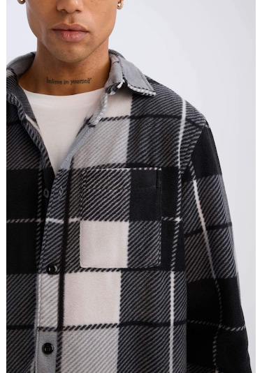 DeFacto Regular Fit Kareli Polar Uzun Kollu Gömlek V2767AZ24WNAR221 Antrasit