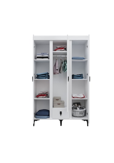 Afilli Rose 3 Kapaklı Tek Çekmeceli Dolap Beyaz