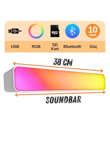 Mikado MD-SBT25 Rgb Oyuncu Speaker Taşınabilir Soundbar