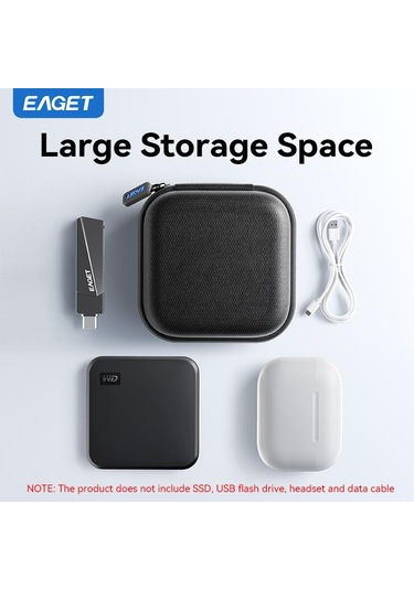 Taşınabilir Saklama Çantası Dijital Saklama Çantası Eva+600d Oxford Kumaş Kablosuz Kulaklık Telefon Sd Kart İçin Siyah