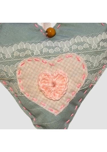 Uretti - Gamze 4416 El Yapımı Kalpli Dantelli Lavanta Tanecikli Kese 13cm - Açık Pembe