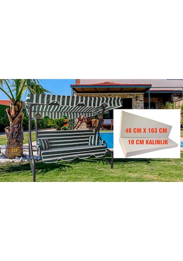 Viphomeconceptltd Salıncak Süngeri 3 Kişilik 48X163 Cm-10 Cm Kalınlık 15 Dansite Şeffaf