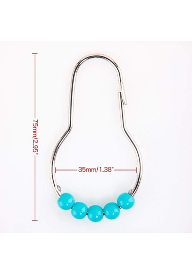 2'li Duş Perdesi Kanca Halkası, Paslanmaz Çelik Duş Perdesi Halkaları Ve Kancaları - 24'lü Set, Mavi Diğer