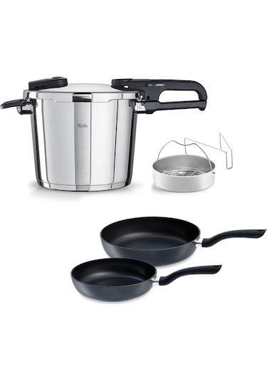 Fissler - Vitaquick Edition 6 Litre Düdüklü Tencere + Tava Set