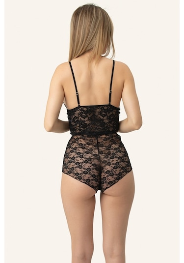 Dantelli Şortlu Bralet İkili Takım Siyah