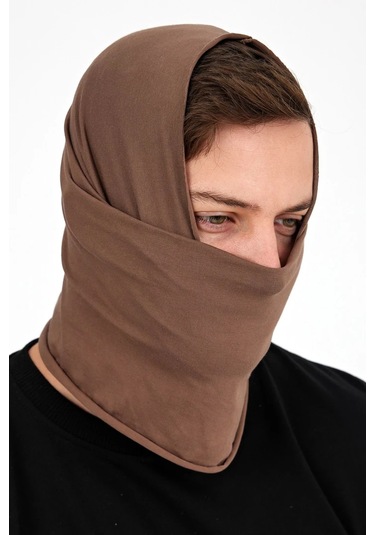 Erkek 4 Fonksiyonlu Koruyucu Pamuklu, Esnek, Terletmez, Bandana, Boyunluk, Maske - Tek Ebat / Kahverengi Kahverengi