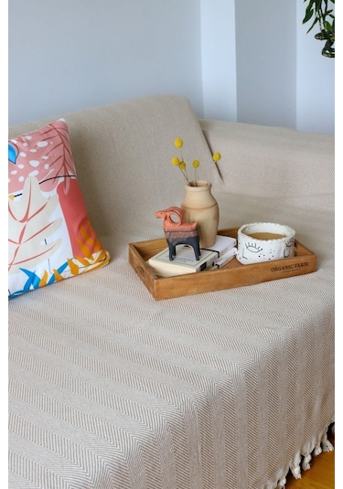 Kolları Örten Bej Battal Boy Koltuk, Çekyat Örtüsü 180x300 Cm Bej