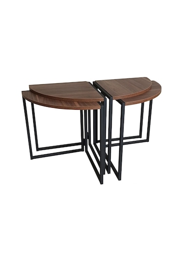 Wrkspc Vidasız Kolay Kurulum Yonca Yuvarlak Zigon Sehpa - Ceviz