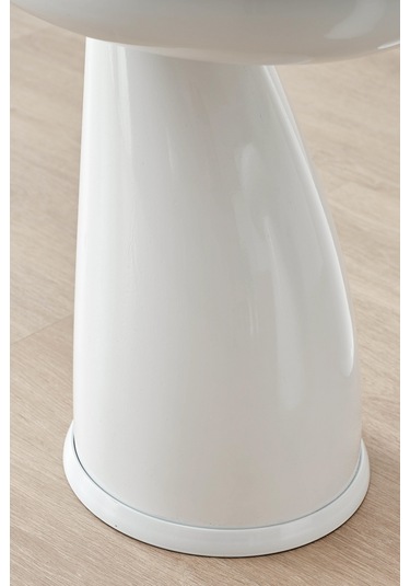 Elips Sehpa,tekli Sehpa,yan Sehpa,zigon Sehpa - Beyaz & Beyaz Mermer Desenli Beyaz Gövde & Beyaz Mermer Desenli Tabla