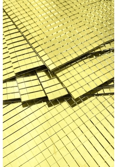 Büro Ev Ofis Etkinik Dekoru İçin 30x30cm Yapışkanlı Kare Gold Cam Mozaik Fayans Aynalı Dekor Panel