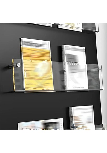 Kitap Dergi Rafı Dikdörtgen Kenar Pleksi 40x15cm Diğer
