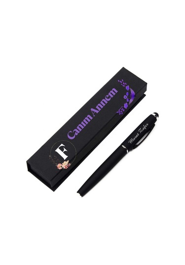 Anneler Gününe Özel Tasarımlı Hediye Kutulu Tükenmez Rubber Kalem Siyah