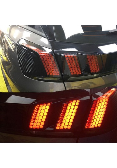 Singree Evrensel Araç Stop Lambası Sticker - Siyah Pvc Bal Peteği Desenli Yapışkanlı