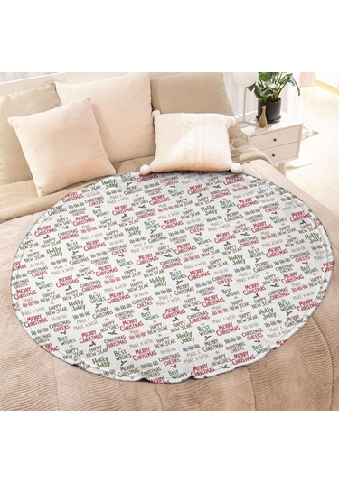 Noel Desenli 47 İnç Yuvarlak Flanel Battaniye, Yetişkin Ve Çocuk İçin, Yumuşak, Rahat Ve Hafif Noel Bayram Metni