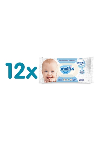 Molfix İzotonik Sulu Hassas Ciltler Islak Mendil 12x60 Adet Mlf-60493 MLF-60493
