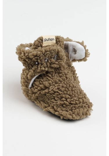 Organik Pamuk Astarlı, Bebek İlk Adım Ayakkabısı, Kaydırmaz Taban, Bebek Pandufu, Bej Patik Haki