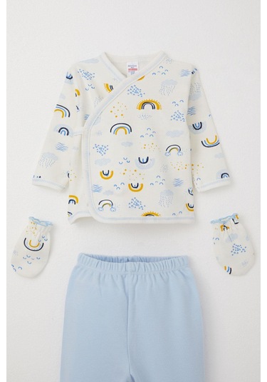 Breeze Erkek Bebek Hastane Çıkışı 5 Li Gökkuşağı Işıltısı 0-3 Ay, Beyaz Beyaz