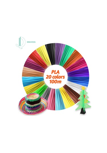 Tenfowee Pla Malzeme 3d Yazıcı Kalemi Filamenti, 1.75mm Dairesel Kesit, 20 Renkli Toplam 100m , Çevre Dostu Kutulu 20 Bobin Seti