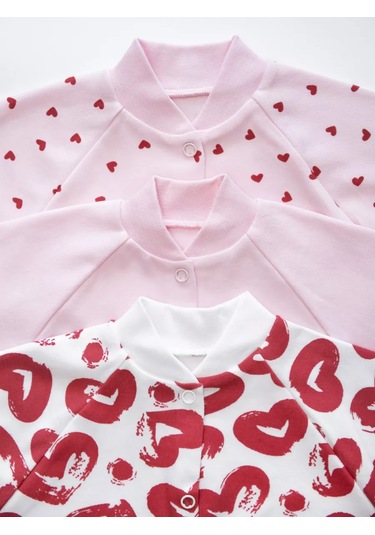 Solnysko 3'lü Düğmeli Yenidoğan Body Takımı 256182013 Kırmızı