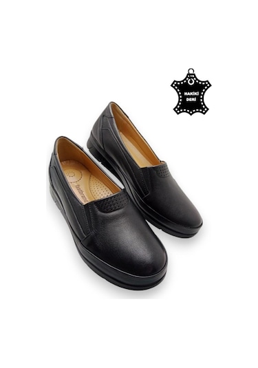 Kadın Hakiki Deri Içi Deri Comfort Tam Ortopedik Anne Ayakkabı Siyah