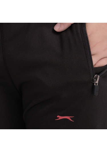 Slazenger NOON Çocuk Fermuarlı Kapüşonlu Cepli Siyah / Kırmızı Eşofman Takımı