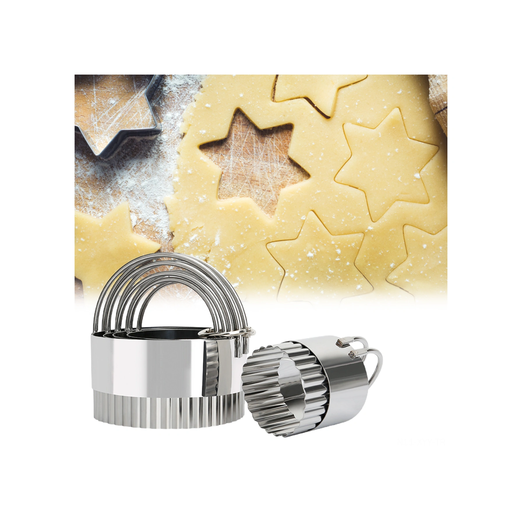 Yaleker 5'li Paslanmaz Çelik Bisküvi Kalıbı Seti - Rust Ötesi, Ergonomik Kolu, Kolay Temizlenir, Kaliteli Kullanim İçin Gümüş