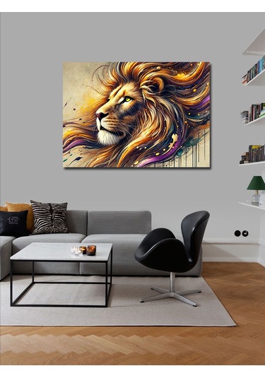 Kanvas Tablo Güçlü Aslan Portresi 50cmx70cm