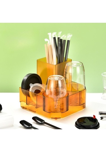 Pazly Suntek Kahve Barı Çeşni Rafı Çay Poşetleri Ve Süt Dükkanı Turuncu Turuncu