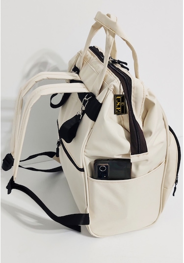 Bebek Bakım Çantası Organizatör Fonksiyonel Anne Bebek Çantası Krem