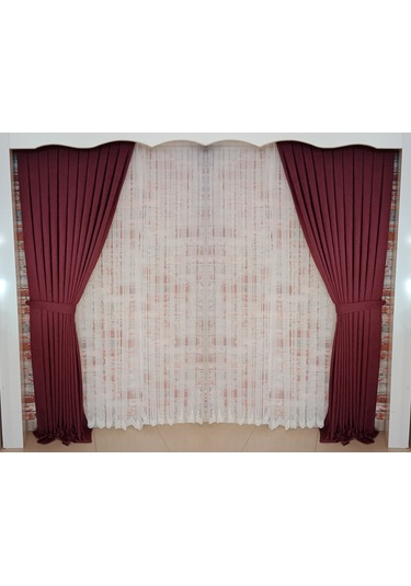 Mürdüm Renk Fon Kadife Perde Çift Kanat 1/3 Sık Pileli Dikim V-40 Mürdüm