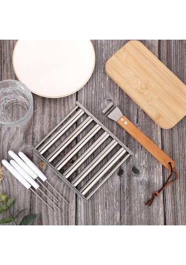 Yuntech01 Taşınabilir Paslanmaz Çelik Izgara - Dışarıda Ve Evde Kullanım, Eşit Isıtma İle Sosis Ve Hot Dog Pişirme Aleti 16.5x14x3.5cm