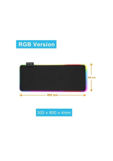 Led Aydınlatmalı Oyuncu Mouse Pad'i - Rgb - Boyut Seçin Siyah 80x30 Cm