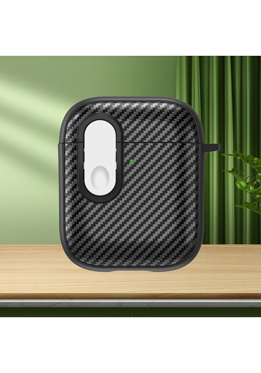 Airpods Uyumlu İçin 2/1 Karbon Fiber Doku Kablosuz Kulaklık Kılıfı Güvenlik Kilidi İle Beyaz