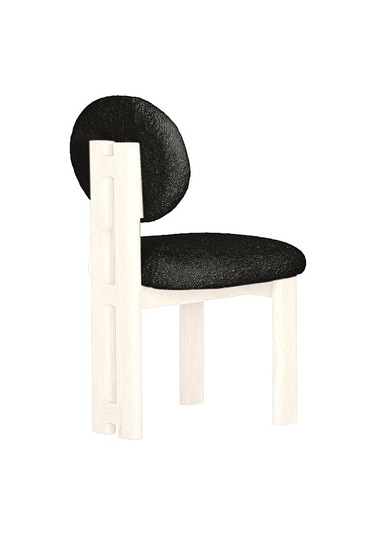 Coco İskandinav Teddy Natural Ahşap Bohem Sandalye Beyaz - Antrasit