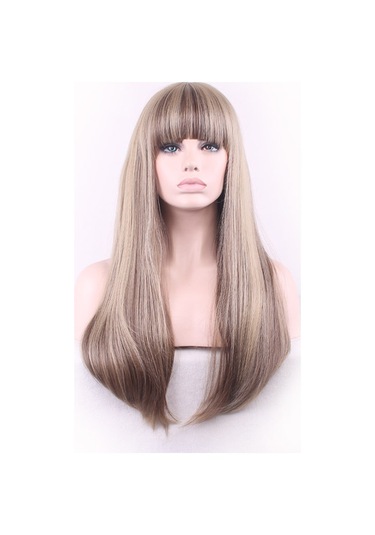 Qi Perçemli Açık Sarı Uzun Düz Kadın Peruk