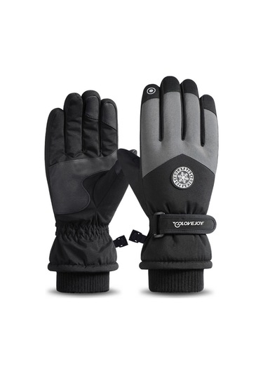 Golovejoy Sk15 1 Çift Kış Kayak Eldivenleri Su Geçirmez Polar Astarlı Dokunmatik Ekran Anti Kayıp Toka