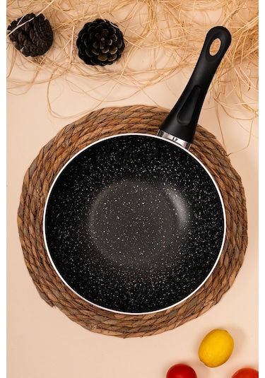 Çarşıdayız Penguen Ezme Granit Wok Tava 26 Cm Siyah W28s Siyah