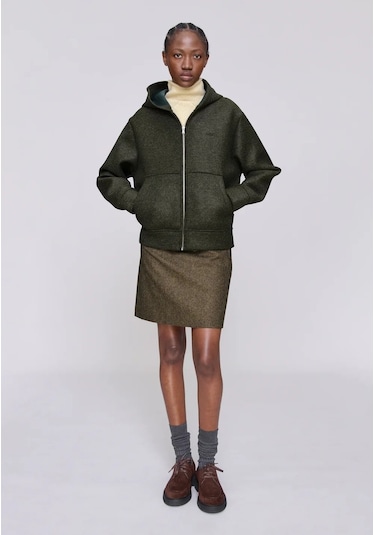 A.p.c Alvin Unisex Lüks Neopren Kapüşonlu Koyu Yeşil